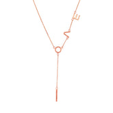 0.04ct 14k Rose Gold Diamond "Love" Necklace
